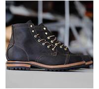 GATURA Punta Quadrata Tacco Basso Uomo Stivaletti Steampunk Lace Up Boots Finta Pelle PU Western Cowboy Boots Vintage Uomo Stivali Corti, Taglia Grande 35-48,Nero,43