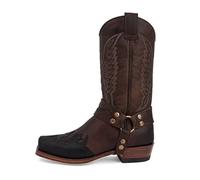 GATURA Punta Quadrata Tacco Chunky Stivali da Uomo Medievale Vintage Mid Calf Stivali Faux PU Pelle Western Cowboy Stivali, Uomini e Donne Cavaliere Stivali Lunghi, 35-48,Marrone,43