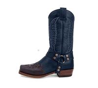 GATURA Stivali Punta Quadrata Tacco Chunky da Uomo e Donna Medievale Vintage Mid Calf in Faux PU Pelle Western Cowboy Cavaliere, 35-48, Blu, 42