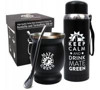 Gaucho Cebar Set di accessori per tè Yerba Mate | Tazza termica a doppia parete in acciaio inox nero - Thermos nero - Stohhalm Bombilla