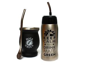 Gaucho Cebar Yerbomos - Thermos per Yerba Mate Tee 580 ml, un accessorio portatile per Yerba Mate nero, tazza in acciaio inox con cannuccia Bombilla | Dishwasher Safe and Durable