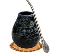 Gaucho Yerba Mate-Tee Kalebasse Set ●Mate Tazza Da Tè Marmol Blue 350 Ml ● Tazza