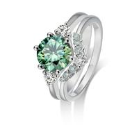 GAUDALGEM Moissanite, set di anelli da sposa da donna, taglio rotondo da 3 carati, colore D, VVS1, in argento Sterling S925 placcato in oro bianco 18 carati, per fidanzamento, anniversario, fedi