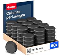 GAUDER Magneti per Lavagna Magnetica - Magneti Tondi in Ferrite per Whiteboard, Frigorifero e Ufficio (31 x 10 mm - 60 pezzi - nero)