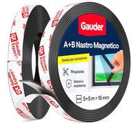 GAUDER Nastro magnetico B autoadesivo per zanzariere (5+5 m) | A e B con forte attrazione reciproca, strisce magnetiche autoadesive con contropartita e adesivo potente, tagliabile