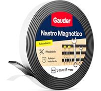 GAUDER Nastro Magnetico Autoadesivo con Adesivo 3M - Striscia Magnetica Potente e Tagliabile - Elevata Forza Magnetica con Supporto Adesivo 3M (3 m x 15 mm)