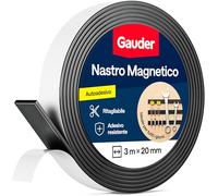 GAUDER Nastro Magnetico Autoadesivo Forte - Striscia Magnetica Tagliabile con Elevata Forza Magnetica - Nastro Magnetico con Adesivo Potente (3 m x 20 mm)