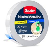 GAUDER Nastro Metallico Autoadesivo - Banda Metallica Sottile con Adesivo in Schiuma per Magneti, Figurine Tonie® & Scaffali - Nastro Ferroso (12.5 m x 35 mm)