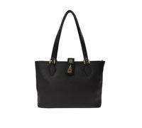 Gaudí Borsa a mano in ecopelle martellata nera con doppio manico e dettagli in metallo dorato. (Nero)