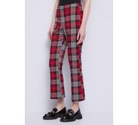 Gaudi Pantaloni Flare Cropped con Motivo Check Multicolore