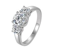 GAUEIOUR Anelli in argento Sterling per donne e ragazze con zirconia cubica, anello per pollice, anelli di fidanzamento e matrimonio, con tre diamanti scintillanti, accessori a tema senza tempo