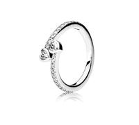 GAUEIOUR Anelli regolabili cuore in argento sterling,Moda amore diamante zircone eterna Lady Ring,Anello di impressione zircone intarsiato