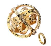 GAUEIOUR Anello a sfera astronomica, anello a sfera deformabile 3D retrò capovolto, lega dorata, stile gotico unico, in mostra un universo sognante