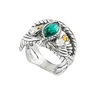 GAUEIOUR Anello Aragorn in argento Barahir, classico anello con pietra verde, da uomo, alla moda, elfo terrestre, doppio serpente, accessorio decorativo per gioielli (misura 7)