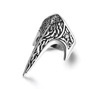 GAUEIOUR Anello Valknut da uomo con teschio di corvo vichingo, stile nordico, retrò, vintage, con becco d'aquila, stile gotico, alla moda, con apertura in stile hip-hop, decorazione a forma di animale