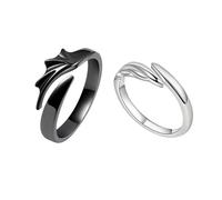 GAUEIOUR Coppia di anelli coordinati, anelli regolabili con angelo e diavolo, per uomini e donne, set di anelli minimalisti in lega, gioielli di promessa, simbolo d'amore, gioielli regalo (1 paio