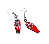 GAUEIOUR Orecchini a forma di bara con ragnatela, croce e pipistrello, ideali per Halloween, cosplay, retrò, esagerati, pipistrello, per uomini e donne