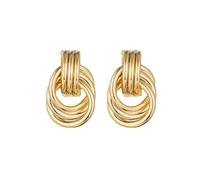 GAUEIOUR Orecchini pendenti geometrici dorati, orecchini vintage in metallo stile francese, per donne e ragazze, grossi e alla moda, con nodo a perno, gioielli lunghi intrecciati, gioielli alla moda,