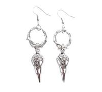 GAUEIOUR Orecchini vichinghi da uomo, con teschio di corvo, runa vichinga, accessori protettivi da uomo e da donna, orecchini a corona magica con corona di spine, gioielli retrò, idea regalo (argento)