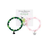 GAUEIOUR Set di 2 braccialetti dell'amicizia coordinati per coppie e bestie, corona strega cappello malvagio regolabile braccialetto elastico con perline a forma di cuore, per fan maschili e femminili