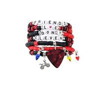 GAUEIOUR Set di braccialetti classici a tema fantascienza, 7 pezzi, impilabili, elastici, con Elemento horror Ives Mike, braccialetti con ciondolo a forma di lettera "Friends Don't Lie Fans", per