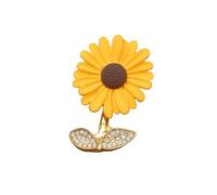 GAUEIOUR Spilla a forma di girasole, entusiasmo girasole giallo fiore distintivo pianta strass spilla scialle, fascino natalizio da donna, vestito sciarpa abbigliamento clip accessorio regalo