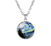 GAUEIOUR Van Gogh Collana con ciondolo a forma di notte stellata, vintage, con ciondolo artistico per donne, pittura impressionista, gioielli alla moda, idea regalo, 0, resina, senza pietre preziose