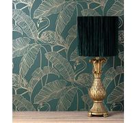 GAULAN 500681301 - Carta da parati lavabile foglie tropicali e fenicotteri stile Art déco per pareti soggiorno camera da letto corridoio sala da pranzo - Campione DIN A4