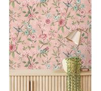 GAULAN 500682906 - Papel pintado de flores y pájaros fondo rosa estilo floral romántico per pareti soggiorno camera da letto corridoio ragazzi sala da - Campione DIN A4