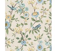GAULAN 682909 - Papel pintado de flores y pájaros fondo beige estilo floral romántico per pareti soggiorno camera da letto corridoio ragazzi sala da - Rotolo di 10 m x 0,52 m