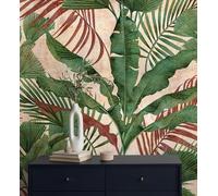 GAULAN 683210 - Carta da parati murale tropicale con foglie rigogliose in stile vintage per pareti soggiorno camera da letto sala da pranzo testada del letto - 2,80 m x 1,59 m