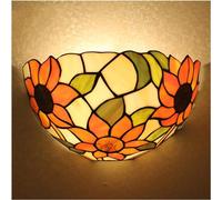 GAUUA Applique in Stile Tiffany, Paralume in Vetro Colorato, Lampada da Comodino in Stile Mediterraneo, Illuminazione Interna Soggiorno, Sala da Pranzo, Corridoio