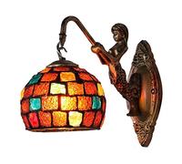 GAUUA Applique Tiffany Lampada da Parete Vintage Europea Applique da Parete in Mosaico Lampada da Comodino in Vetro Romantico for Camera da Letto Soggiorno Corridoio Cafe