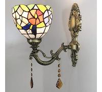 GAUUA Lampada da Parete A Forma di Fiore di Farfalla, Lampada da Parete in Stile Tiffany, con Apparecchio in Vetro Colorato, per Camera da Letto, Comodino, Corridoio, Balcone