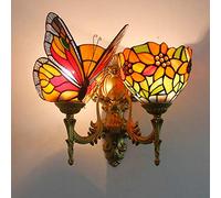 GAUUA Lampada da Parete in Stile Tiffany, Applique A Farfalla, Illuminazione da Parete Decorativa in Vetro Colorato Antico Vintage per Il Corridoio della Camera da Letto del Soggiorno Accanto