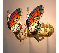 GAUUA Lampada da Parete in Stile Tiffany, Applique A Farfalla, Illuminazione da Parete Decorativa in Vetro Colorato Antico Vintage per Il Corridoio della Camera da Letto del Soggiorno Accanto