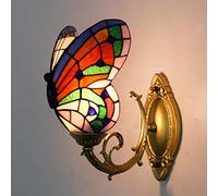 GAUUA Lampada da Parete in Stile Tiffany, Applique A Farfalla, Illuminazione da Parete Decorativa in Vetro Colorato Antico Vintage per Il Corridoio della Camera da Letto del Soggiorno Accanto