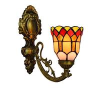 GAUUA Lampada da Parete Pastorale A Testa Singola per Corridoio Applique da Parete per Camera da Letto in Stile Tiffany con Balcone in Vetro Colorato Illuminazione per Corridoio retrò, E27,110-240V