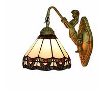 GAUUA Lampade da Parete Tiffany Sirena da 8 Pollici, Applique da Parete in Vetro Colorato Lampade da Comodino in Stile Vintage Roma per La Camera da Letto Soggiorno Corridoio Scale