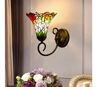 GAUUA Tiffany Style Wall Sconces, 15 Cm Ombra in Vetro Colorato, Base in Metallo, Illuminazioni Decorative Vittoriane per Il Soggiorno Corridoio Bagno Lampada da Letto