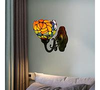 GAUUA Tiffany Style Wall Sconces, 15 Cm Ombra in Vetro Colorato, Base in Metallo, Illuminazioni Decorative Vittoriane per Il Soggiorno Corridoio Bagno Lampada da Letto