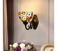 GAUUA Tiffany Style Wall Sconces, 15 Cm Ombra in Vetro Colorato, Base in Metallo, Illuminazioni Decorative Vittoriane per Il Soggiorno Corridoio Bagno Lampada da Letto