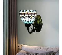 GAUUA Tiffany Style Wall Sconces, 15 Cm Ombra in Vetro Colorato, Base in Metallo, Illuminazioni Decorative Vittoriane per Il Soggiorno Corridoio Bagno Lampada da Letto