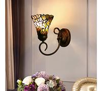 GAUUA Tiffany Style Wall Sconces, 15 Cm Ombra in Vetro Colorato, Base in Metallo, Illuminazioni Decorative Vittoriane per Il Soggiorno Corridoio Bagno Lampada da Letto