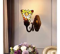 GAUUA Tiffany Style Wall Sconces, 15 Cm Ombra in Vetro Colorato, Base in Metallo, Illuminazioni Decorative Vittoriane per Il Soggiorno Corridoio Bagno Lampada da Letto