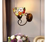 GAUUA Tiffany Style Wall Sconces, 15 Cm Ombra in Vetro Colorato, Base in Metallo, Illuminazioni Decorative Vittoriane per Il Soggiorno Corridoio Bagno Lampada da Letto