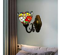 GAUUA Tiffany Style Wall Sconces, 15 Cm Ombra in Vetro Colorato, Base in Metallo, Illuminazioni Decorative Vittoriane per Il Soggiorno Corridoio Bagno Lampada da Letto