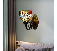 GAUUA Tiffany Style Wall Sconces, 15 Cm Ombra in Vetro Colorato, Base in Metallo, Illuminazioni Decorative Vittoriane per Il Soggiorno Corridoio Bagno Lampada da Letto