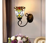 GAUUA Tiffany Style Wall Sconces, 15 Cm Ombra in Vetro Colorato, Base in Metallo, Illuminazioni Decorative Vittoriane per Il Soggiorno Corridoio Bagno Lampada da Letto