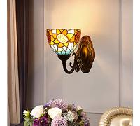 GAUUA Tiffany Style Wall Sconces, 15 Cm Ombra in Vetro Colorato, Base in Metallo, Illuminazioni Decorative Vittoriane per Il Soggiorno Corridoio Bagno Lampada da Letto